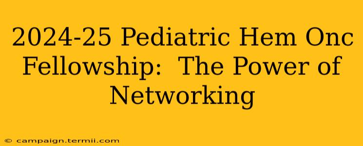 2024-25 Pediatric Hem Onc Fellowship:  The Power of Networking