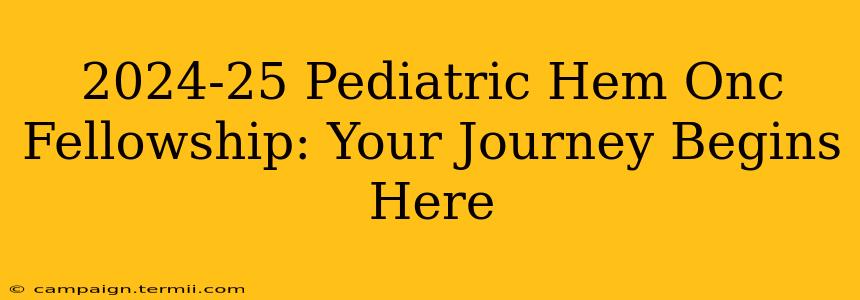 2024-25 Pediatric Hem Onc Fellowship: Your Journey Begins Here