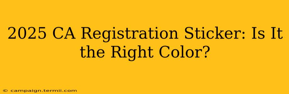 2025 CA Registration Sticker: Is It the Right Color?