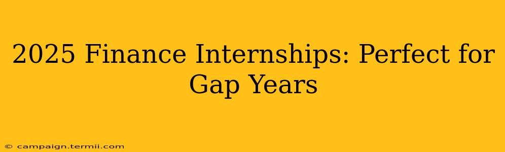 2025 Finance Internships: Perfect for Gap Years