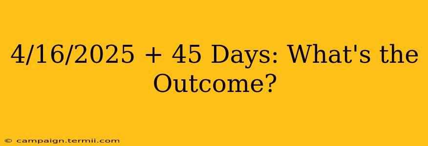 4/16/2025 + 45 Days: What's the Outcome?