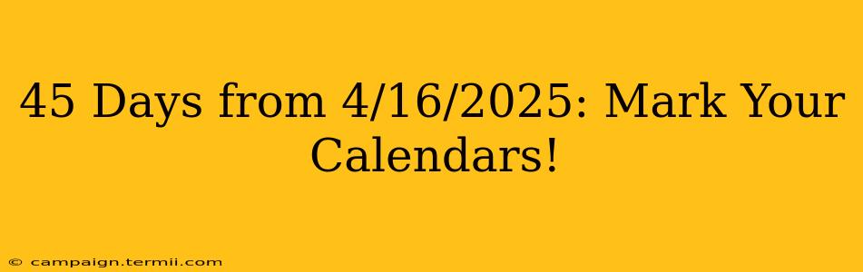 45 Days from 4/16/2025: Mark Your Calendars!