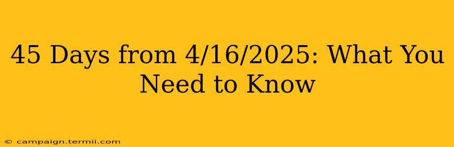 45 Days from 4/16/2025: What You Need to Know