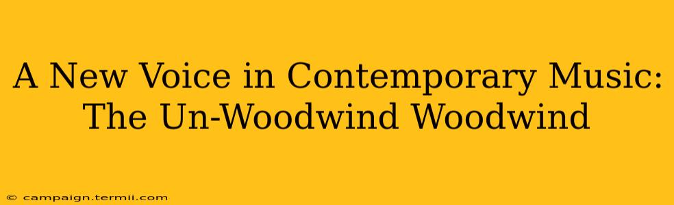 A New Voice in Contemporary Music: The Un-Woodwind Woodwind