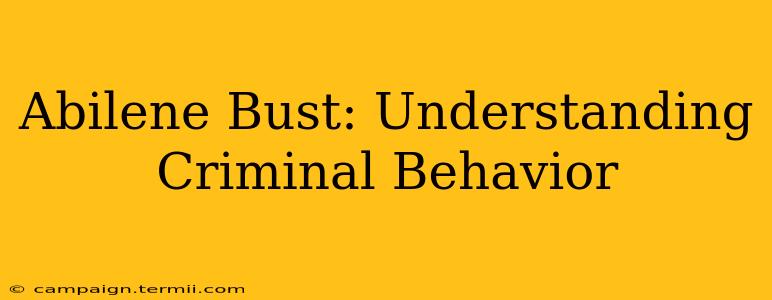 Abilene Bust: Understanding Criminal Behavior