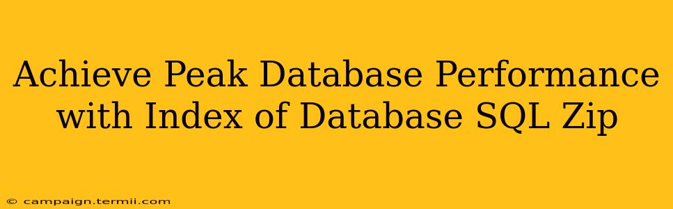 Achieve Peak Database Performance with Index of Database SQL Zip