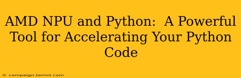 AMD NPU and Python:  A Powerful Tool for Accelerating Your Python Code