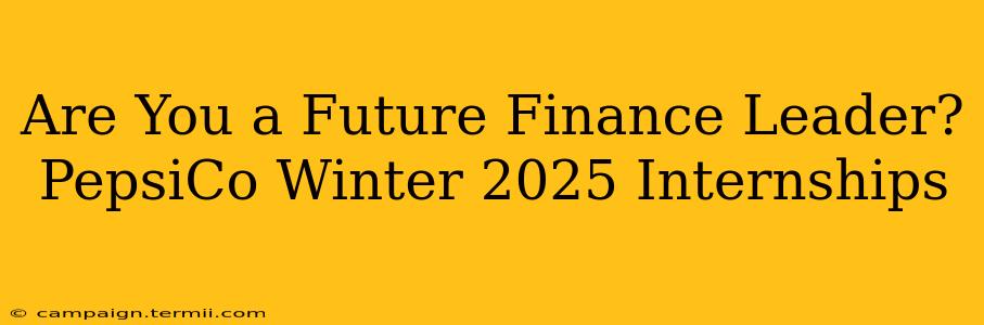 Are You a Future Finance Leader? PepsiCo Winter 2025 Internships