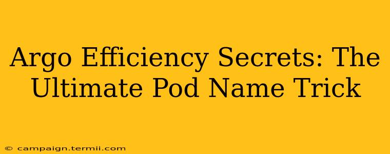 Argo Efficiency Secrets: The Ultimate Pod Name Trick