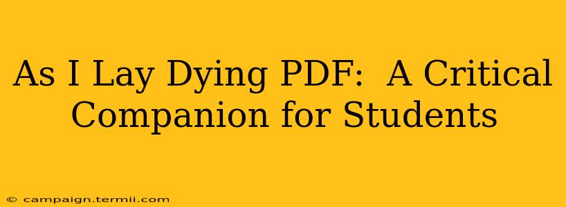 As I Lay Dying PDF:  A Critical Companion for Students