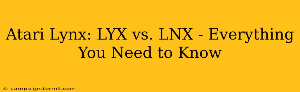 Atari Lynx: LYX vs. LNX - Everything You Need to Know