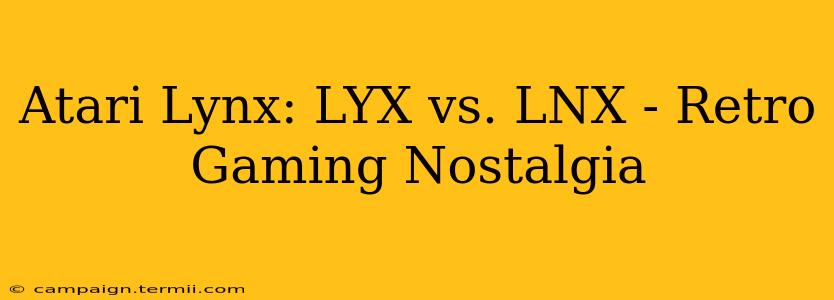 Atari Lynx: LYX vs. LNX - Retro Gaming Nostalgia