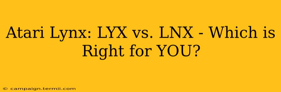 Atari Lynx: LYX vs. LNX - Which is Right for YOU?