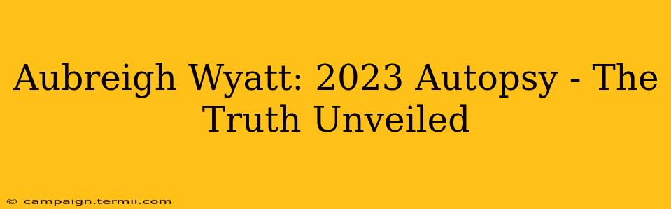 Aubreigh Wyatt: 2023 Autopsy - The Truth Unveiled