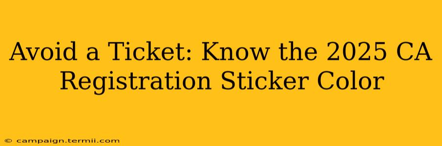 Avoid a Ticket: Know the 2025 CA Registration Sticker Color