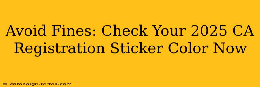 Avoid Fines: Check Your 2025 CA Registration Sticker Color Now