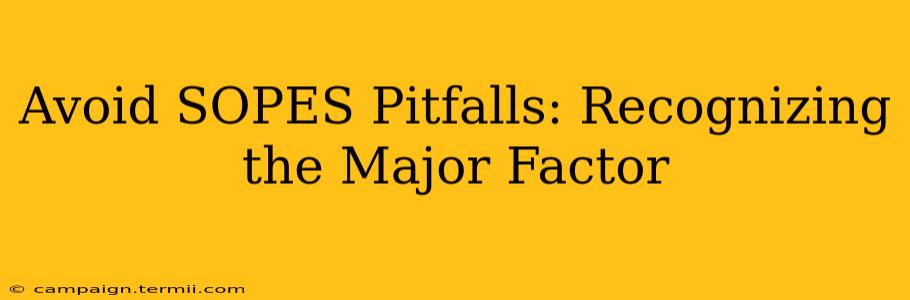 Avoid SOPES Pitfalls: Recognizing the Major Factor