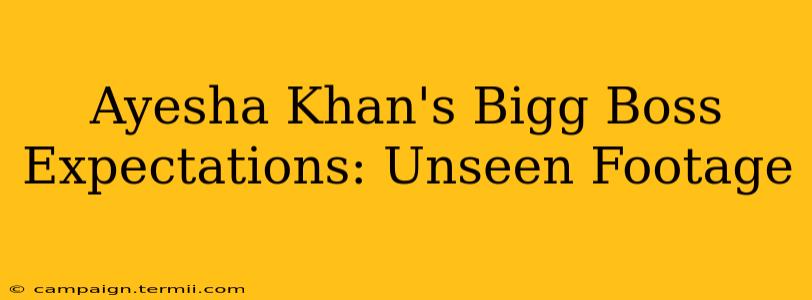 Ayesha Khan's Bigg Boss Expectations: Unseen Footage