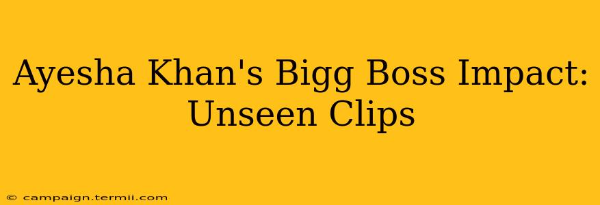 Ayesha Khan's Bigg Boss Impact: Unseen Clips