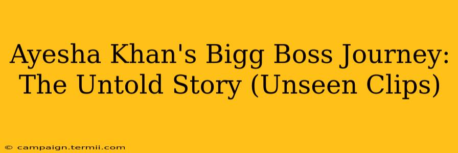 Ayesha Khan's Bigg Boss Journey: The Untold Story (Unseen Clips)