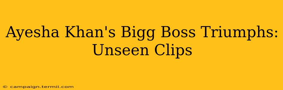 Ayesha Khan's Bigg Boss Triumphs: Unseen Clips