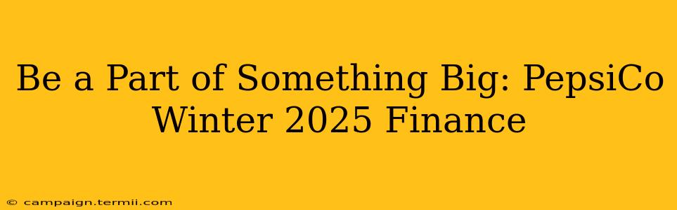 Be a Part of Something Big: PepsiCo Winter 2025 Finance