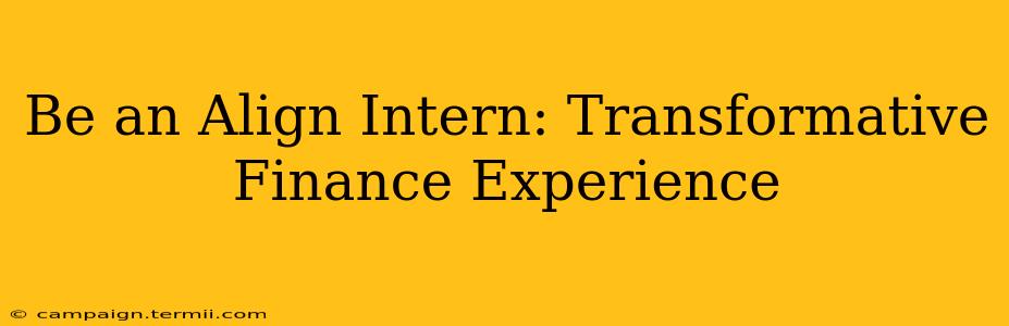 Be an Align Intern: Transformative Finance Experience