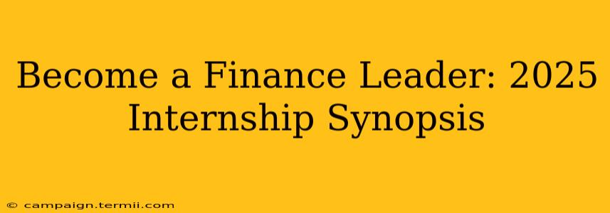 Become a Finance Leader: 2025 Internship Synopsis