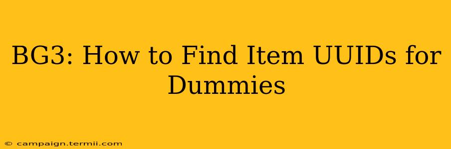 BG3: How to Find Item UUIDs for Dummies