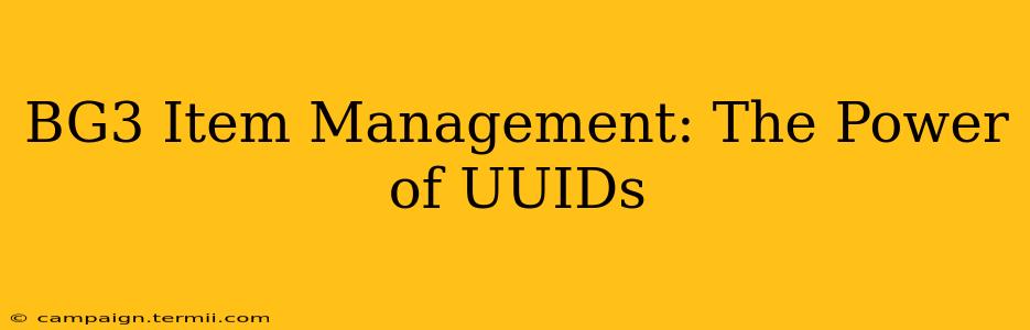 BG3 Item Management: The Power of UUIDs