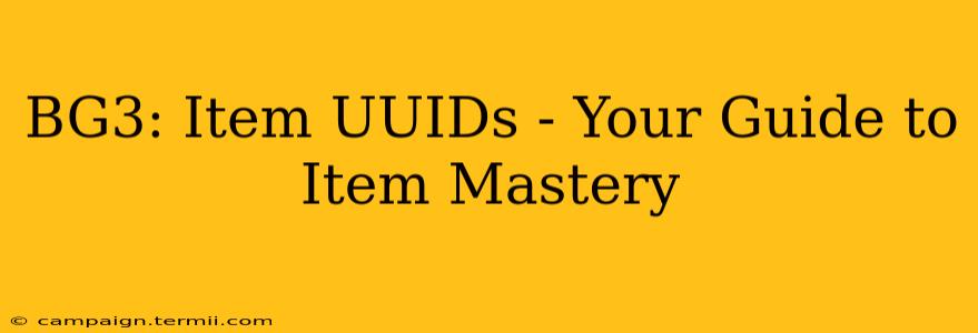 BG3: Item UUIDs - Your Guide to Item Mastery