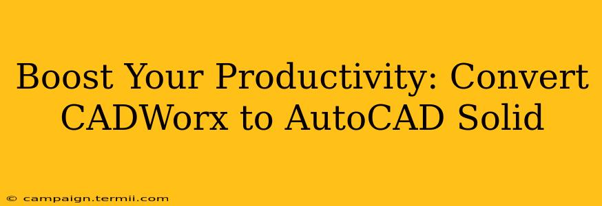 Boost Your Productivity: Convert CADWorx to AutoCAD Solid