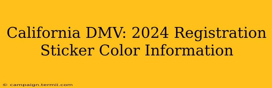 California DMV: 2024 Registration Sticker Color Information