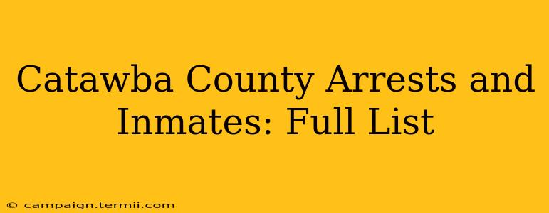 Catawba County Arrests and Inmates: Full List