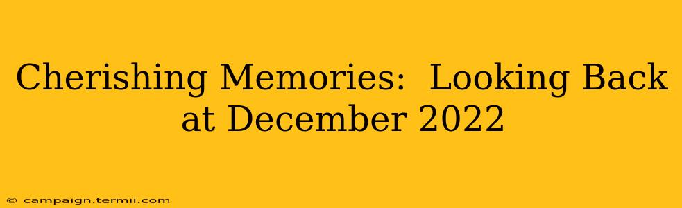 Cherishing Memories:  Looking Back at December 2022