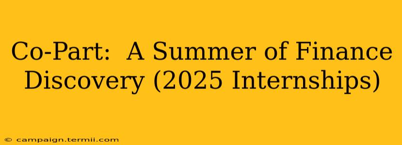 Co-Part:  A Summer of Finance Discovery (2025 Internships)