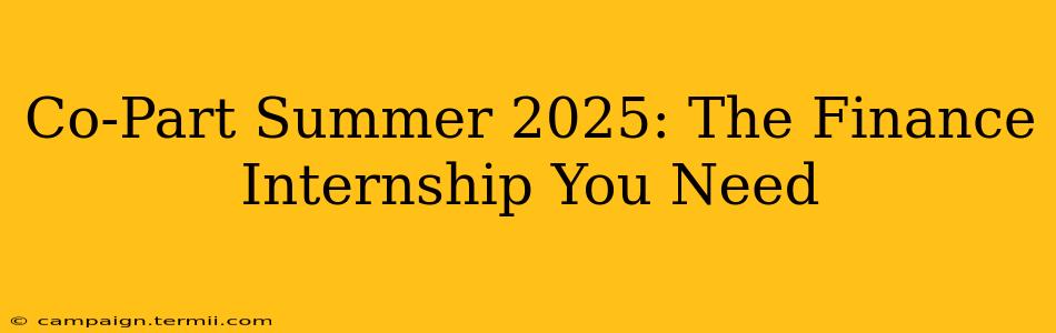 Co-Part Summer 2025: The Finance Internship You Need