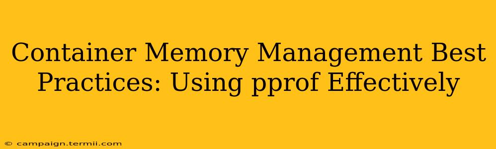 Container Memory Management Best Practices: Using pprof Effectively