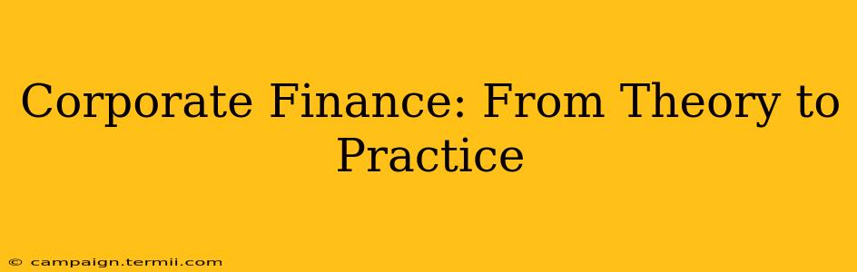 Corporate Finance: From Theory to Practice