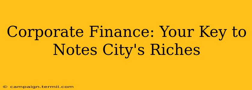 Corporate Finance: Your Key to Notes City's Riches