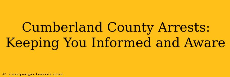 Cumberland County Arrests:  Keeping You Informed and Aware