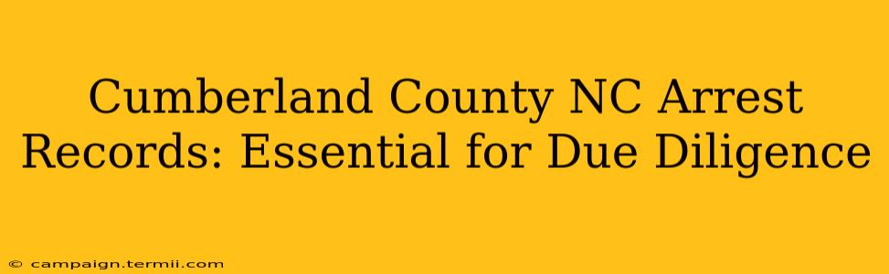 Cumberland County NC Arrest Records: Essential for Due Diligence