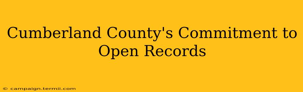 Cumberland County's Commitment to Open Records