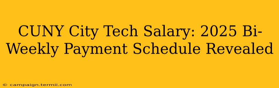 CUNY City Tech Salary: 2025 Bi-Weekly Payment Schedule Revealed