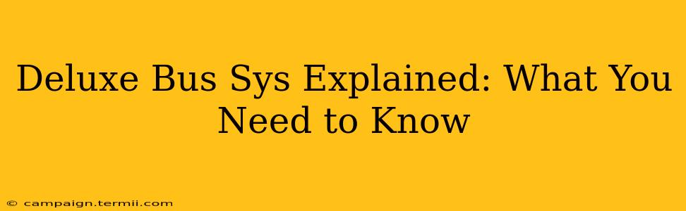 Deluxe Bus Sys Explained: What You Need to Know