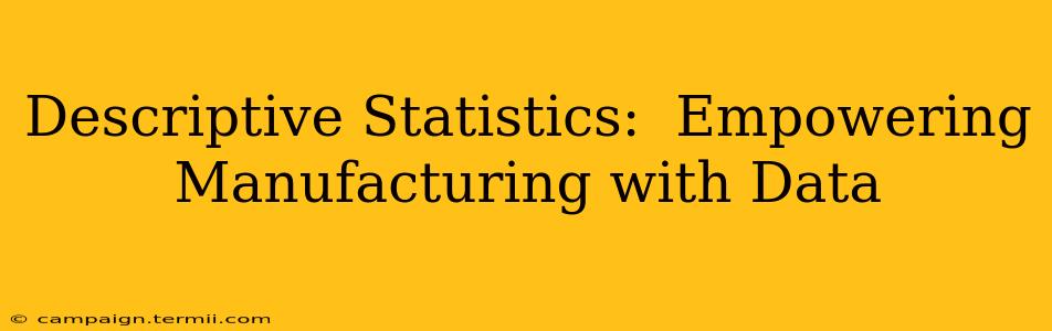 Descriptive Statistics:  Empowering Manufacturing with Data