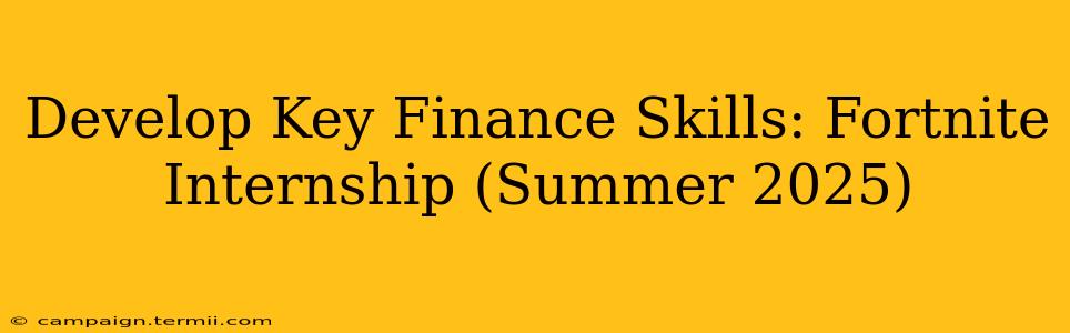 Develop Key Finance Skills: Fortnite Internship (Summer 2025)