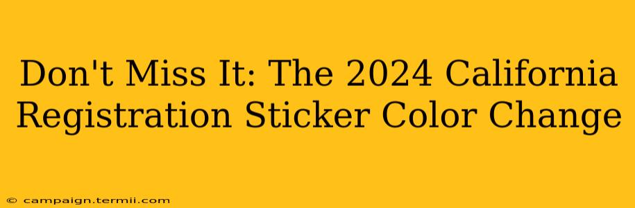 Don't Miss It: The 2024 California Registration Sticker Color Change