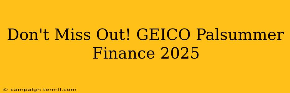 Don't Miss Out! GEICO Palsummer Finance 2025