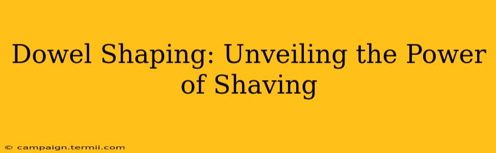 Dowel Shaping: Unveiling the Power of Shaving